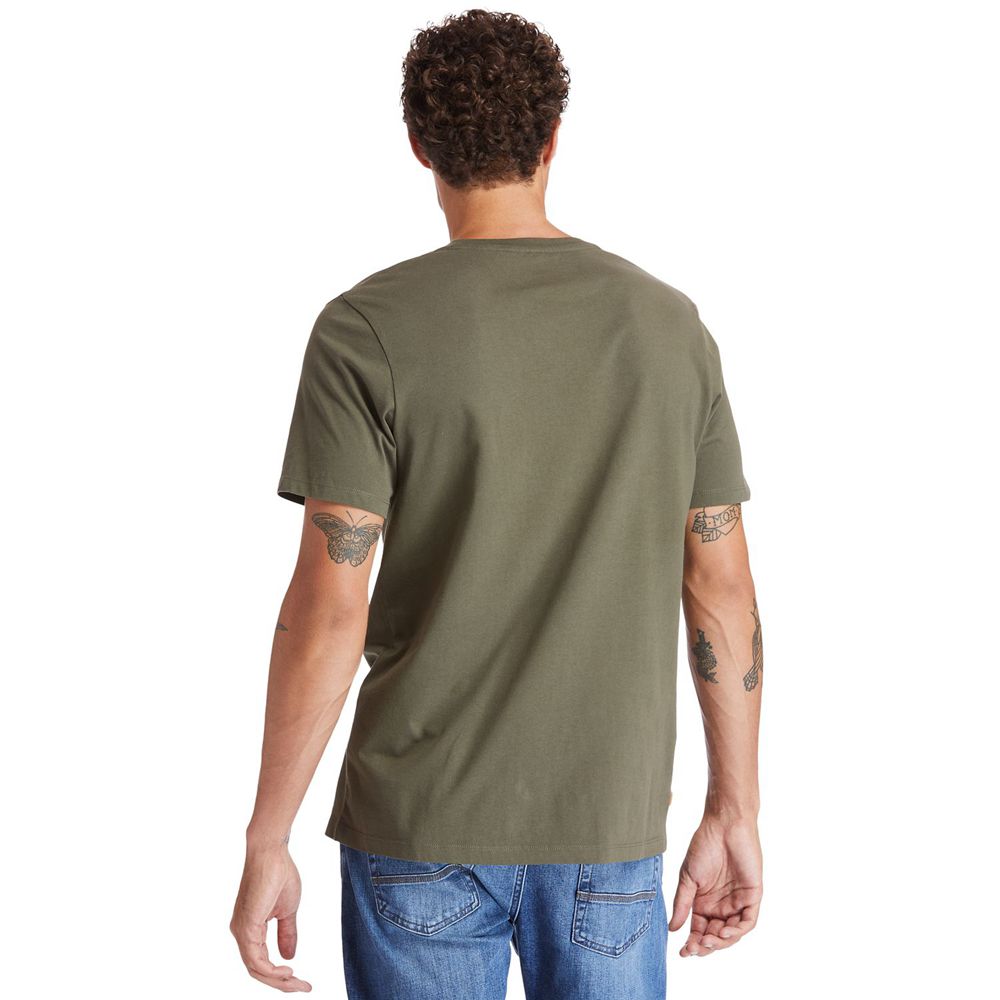 Camisetas Timberland Argentina Hombre - Kennebec River Camo-Logo - Verde Oliva - ZYVXTA-351